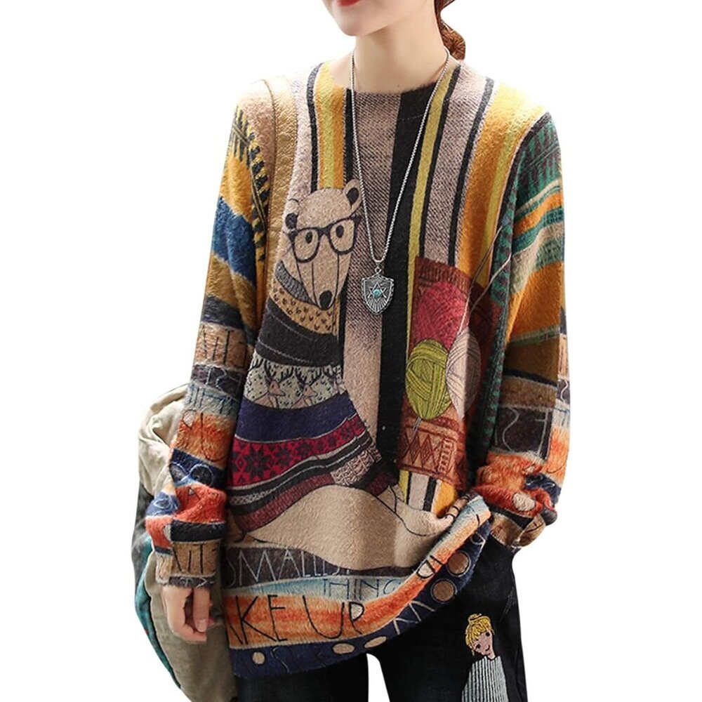 Women Christmas Sweater Cotton Wool Oversized Pullover Casual Long Sleeve